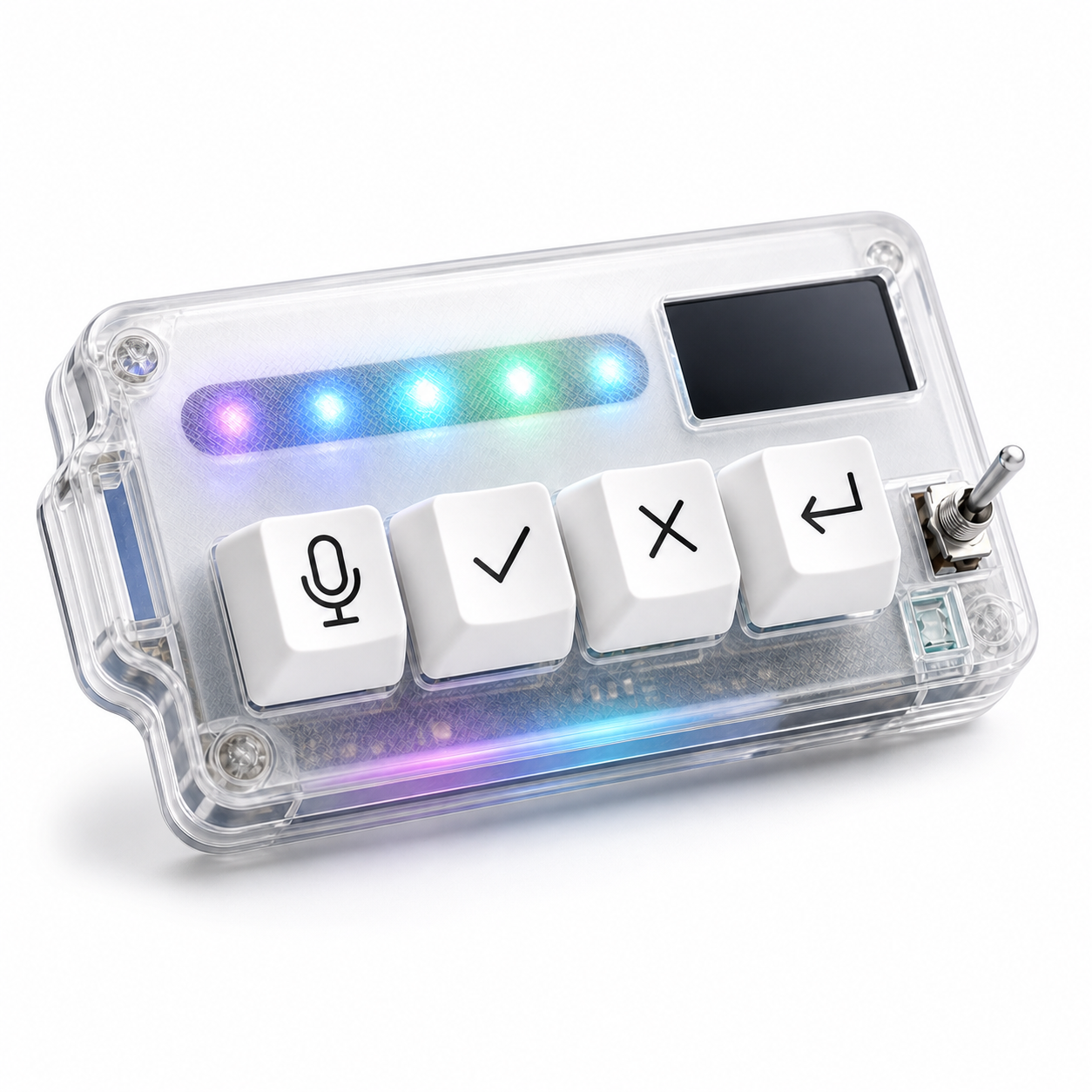 HarnessKeys transparent AI workflow keypad with four command keys